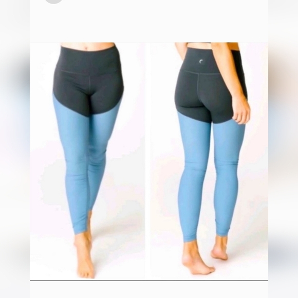 Zyia Active HR Storm Parallel Luxe Blue Gray Ruching Leggings Dance Yoga Block - Picture 1 of 7